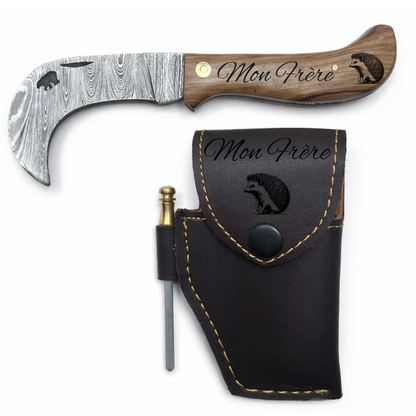 Serpette Gravure Personnalisée - Damas - Noyer.