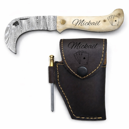 Serpette Gravure Personnalisée - Damas - Os.