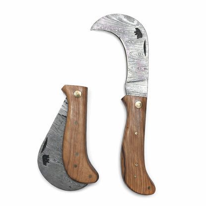 Serpette Gravure Personnalisée - Damas - Noyer.