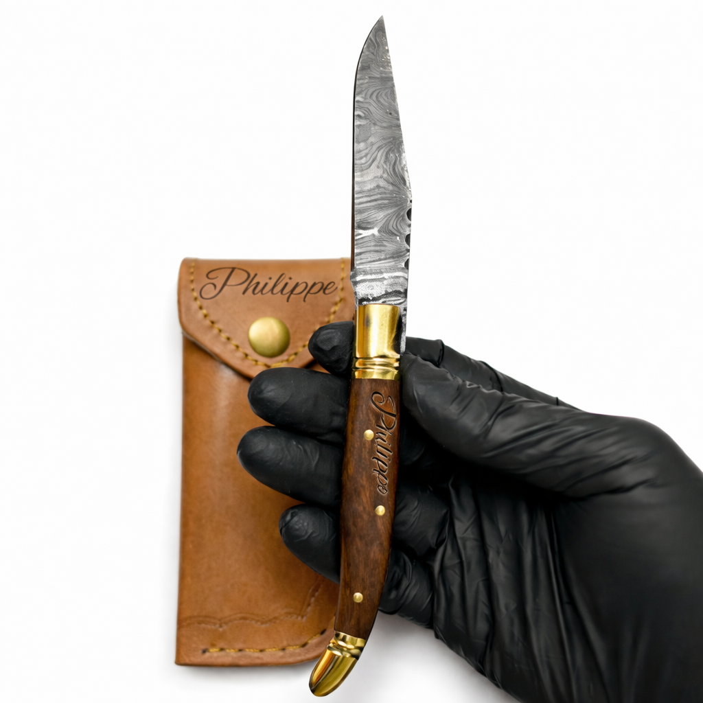 L’élégant - Couteau Gravure Personnalisée - Damas.